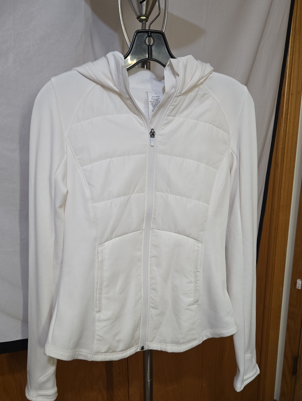 White Hooded Women's Jacket - Lightweight Zip Front S
